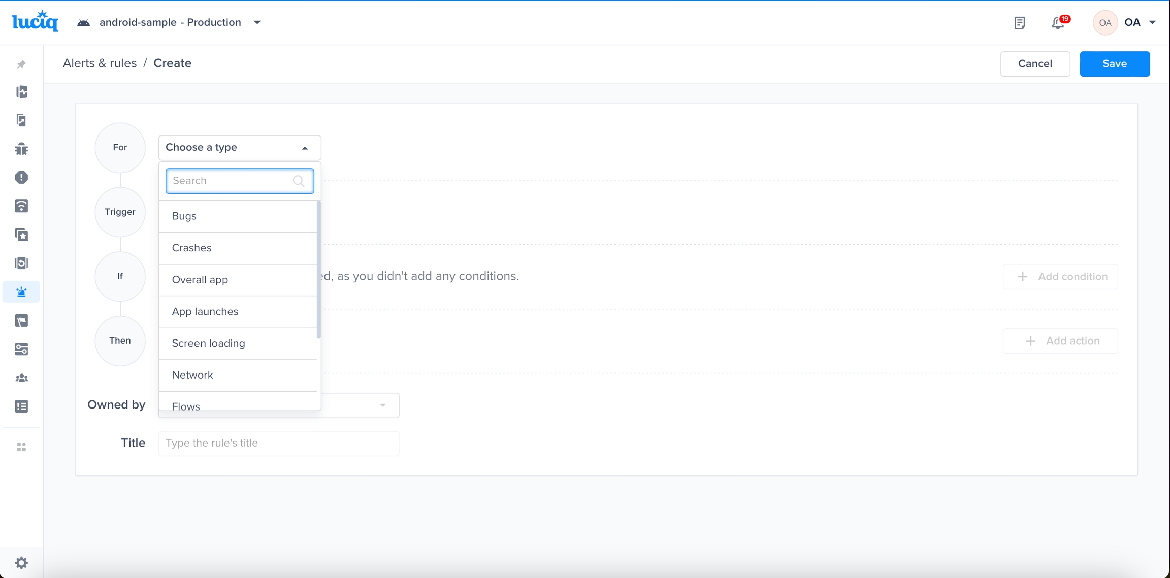 Choose the relevant performance metric for which you want to be alerted