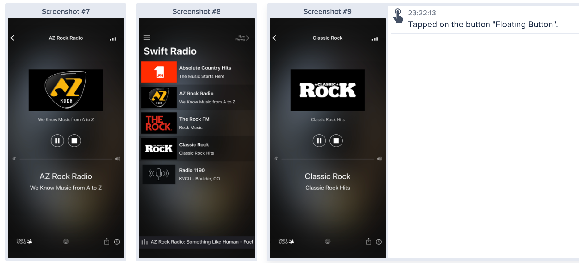 Repro steps captured by Instabug