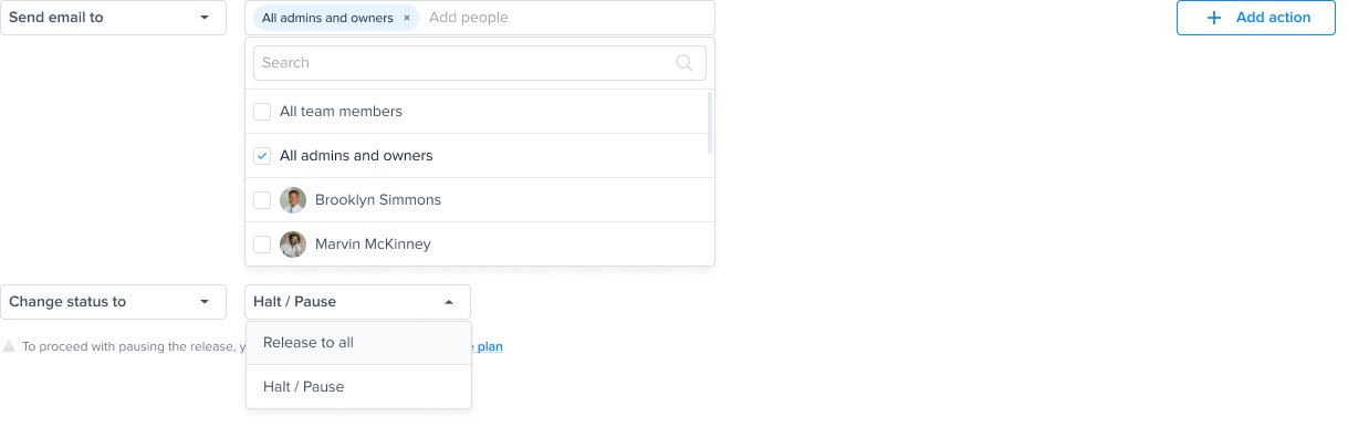 Choose an action to be performed