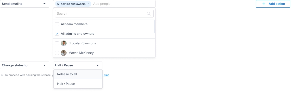 Choose an action to be performed