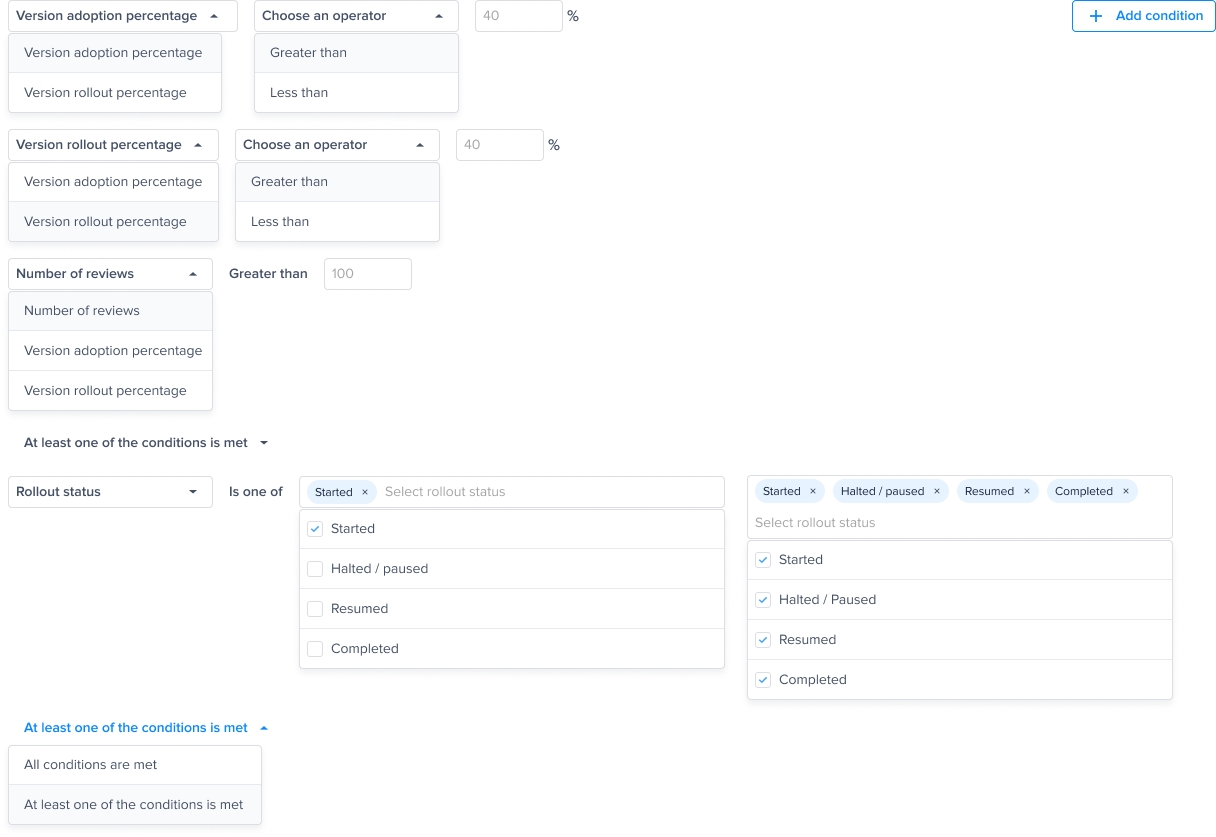 Choose one of the conditions