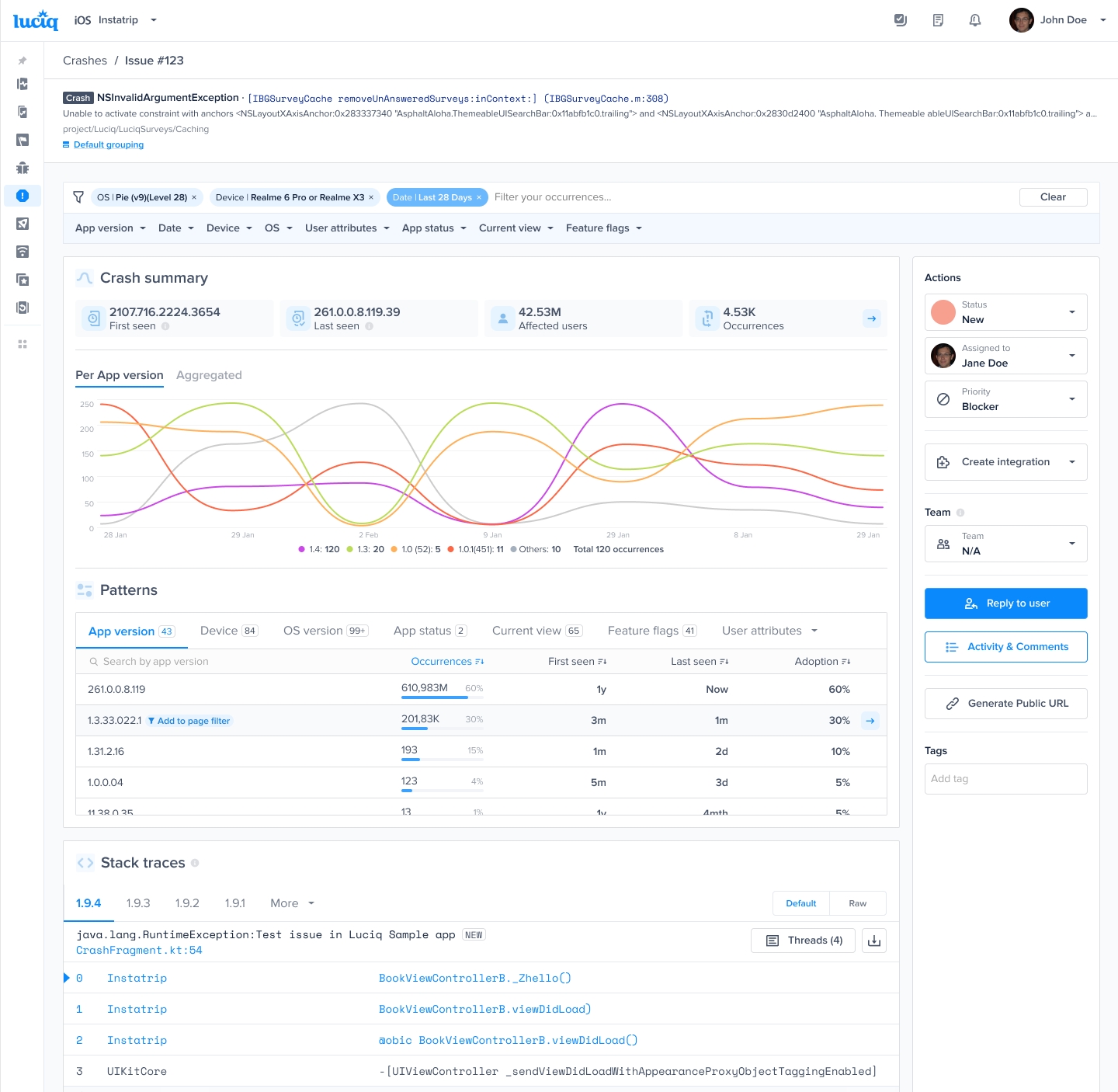 An example of a crash report.